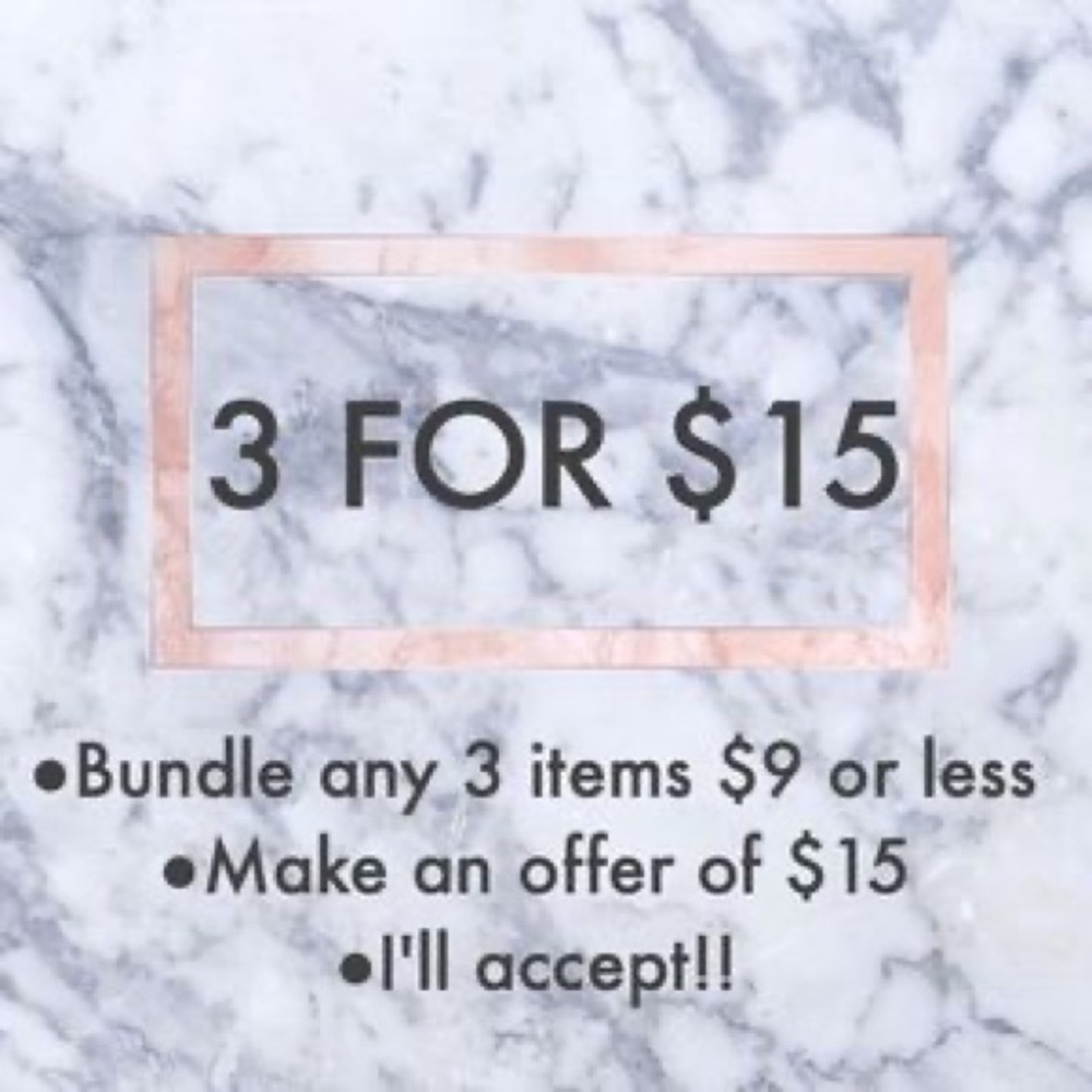 Any 3 items under $9 bundled for $15!